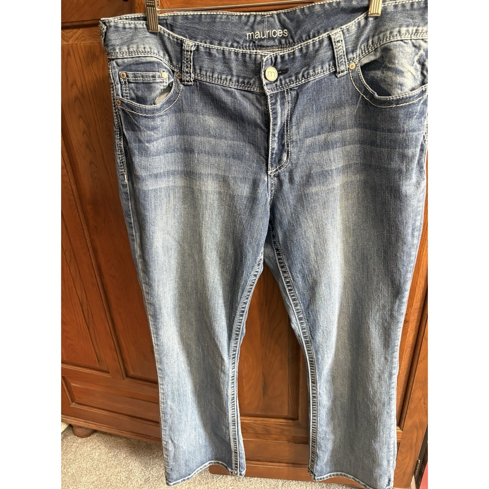 Maurices Women's Wide Leg Jeans Size 20 Short 5 Pocket Medium Wash Whiskers
